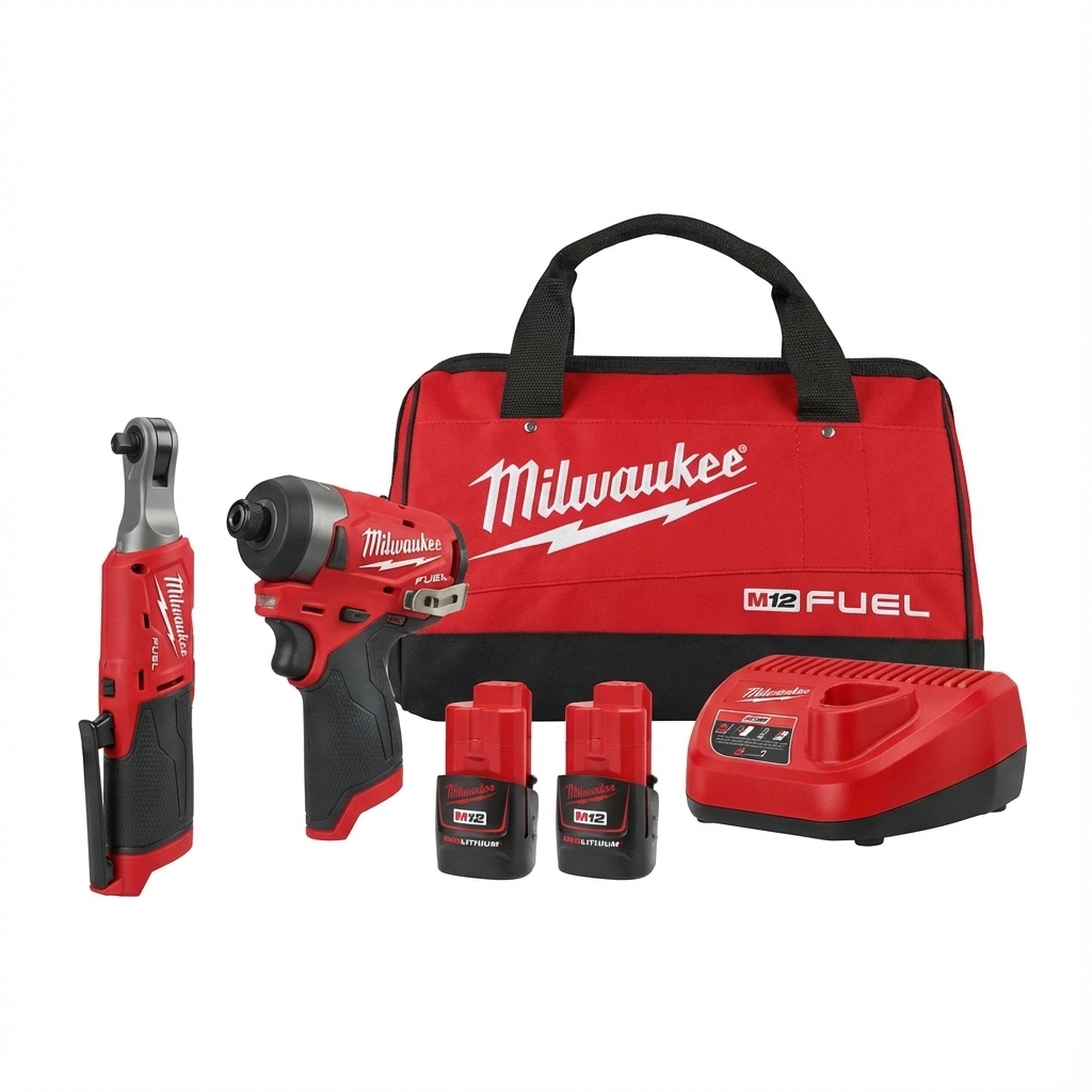 M12 FUEL™ 12V LITHIUM-ION CORDLESS 3/8 IN. RATCHET AND 1/4 IN. IMPACT DRIVER KIT (2-TOOL)
