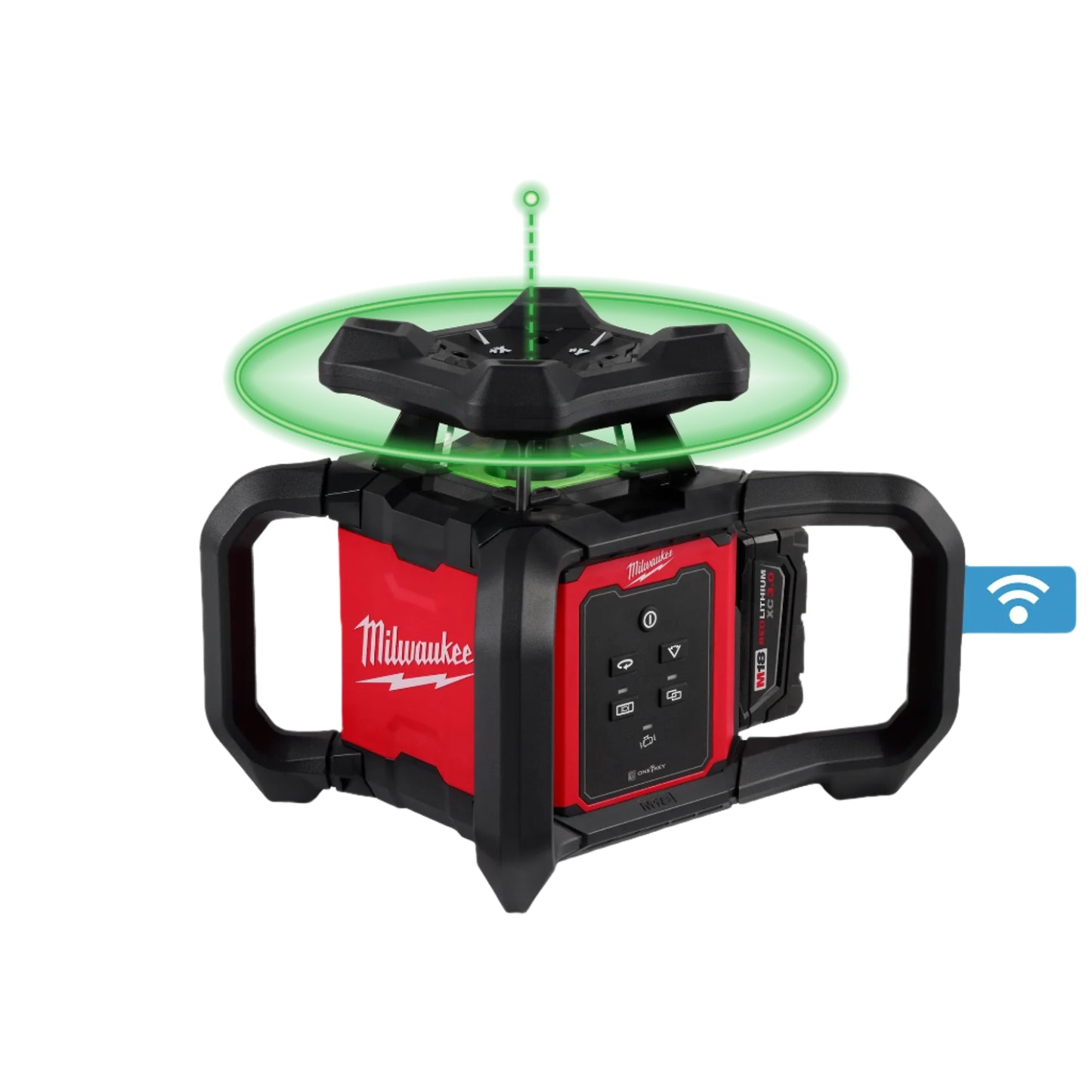 M18 GREEN INTERIOR ROTARY LASER LEVEL KIT W/ REMOTE/RECEIVER & WALL MOUNT BRACKET