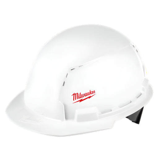 BOLT™ WHITE FRONT BRIM VENTED HARD HAT W/4PT RATCHETING SUSPENSION (USA) - TYPE 1, CLASS C