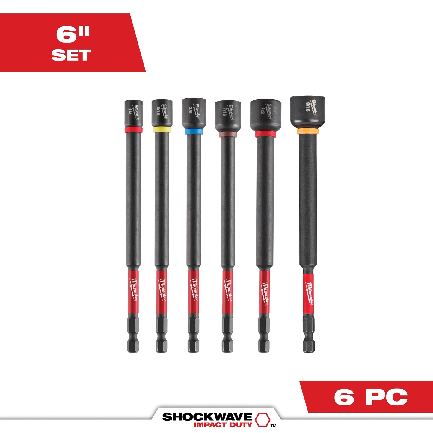 SHOCKWAVE IMPACT DUTY 6" MAGNETIC NUT DRIVER SET 6PC