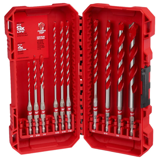 10PC SHOCKWAVE IMPACT DUTY CARBIDE HAMMER DRILL BIT SET