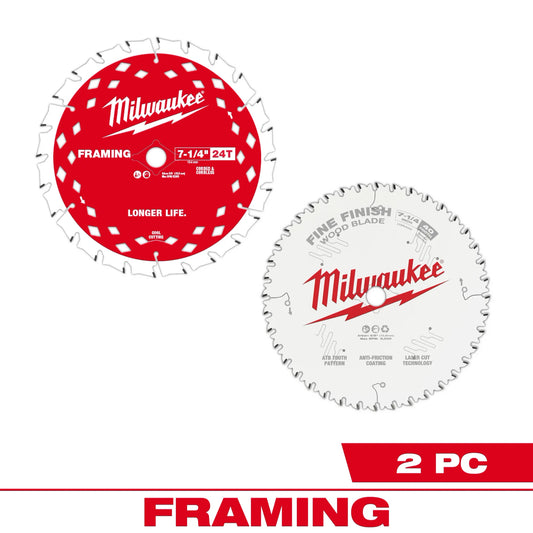 7-1/4" 24T FRAMING AND 40T FINE FINISH CIRCULAR SAW COMBO PACK 2PC