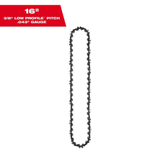 16" 3/8" LOW PROFILE PITCH .043" GAUGE SAW CHAIN